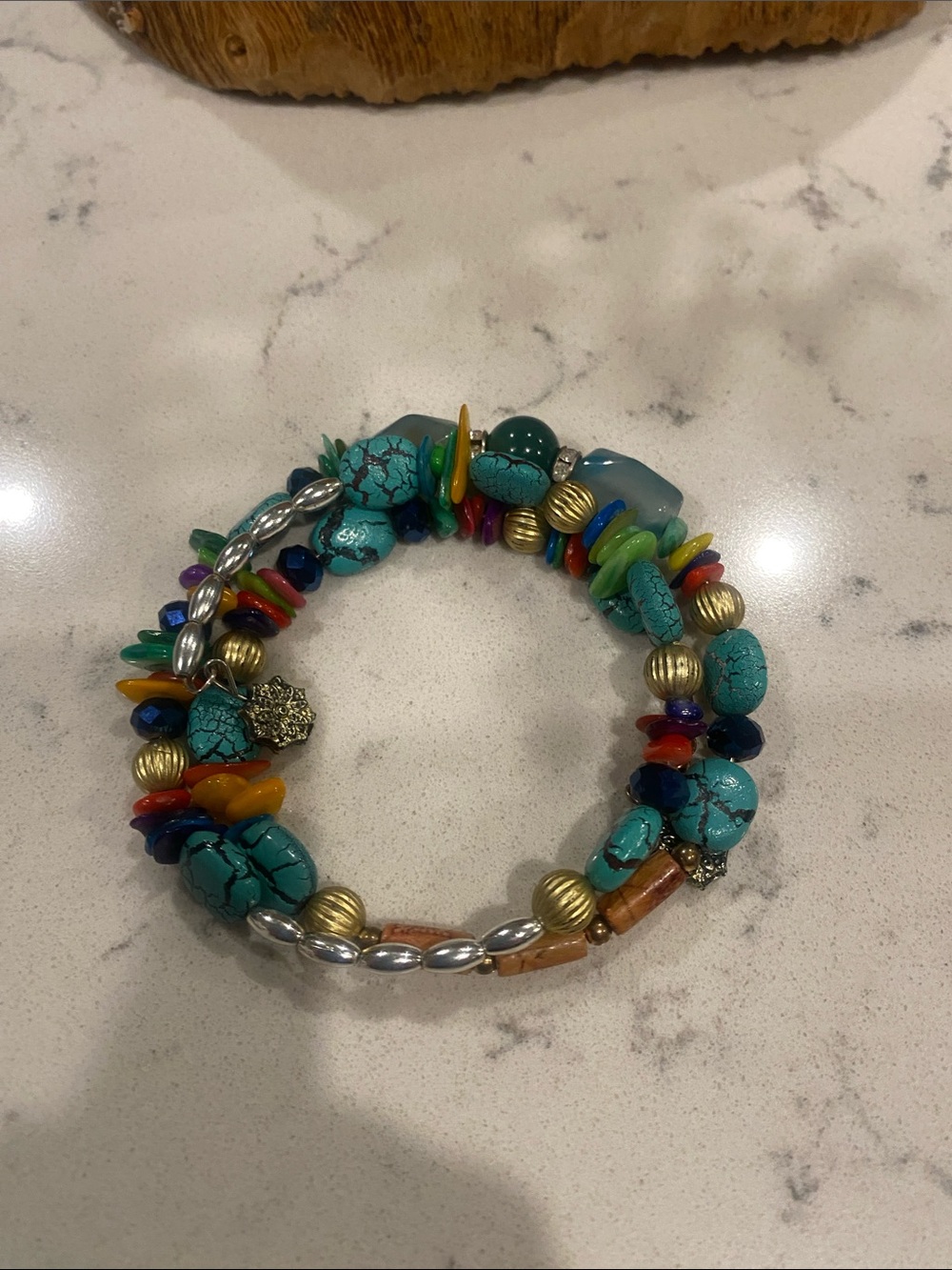 Chico’s Turquoise & Multi-Color Beaded Stretch chocker or bracelet